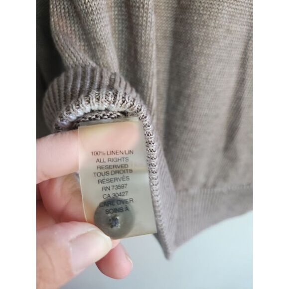 Raffi "Pure Linen" Men Brown Taupe 100% Linen Pullover Knit Sweater size Large - Picture 8 of 9